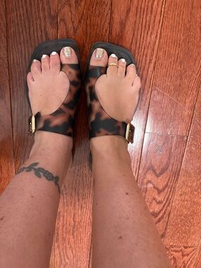 Vince Camuto Tortoiseshell Brown Slide Sandals